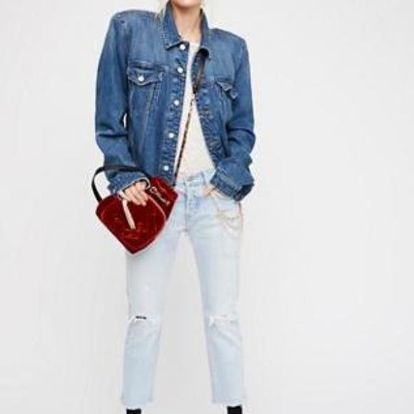 NWOT Free People Strong Shoulder Denim Jacket - Picture 5 of 7